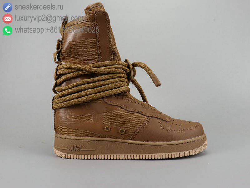 NIKE AIR FORCE 1 SF AF1 HIGH KHAKI BROWN LEATHER UNISEX SKATE SHOES